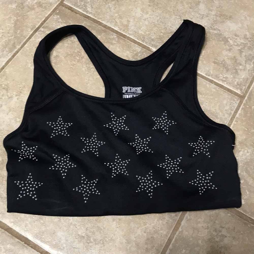 Black Sports Bra. Pink Brand
